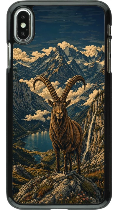 Coque iPhone Xs Max - Linocut Bouquetin