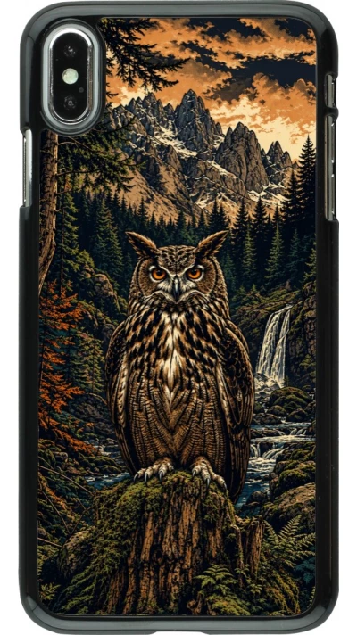 Coque iPhone Xs Max - Linocut Grand-Duc