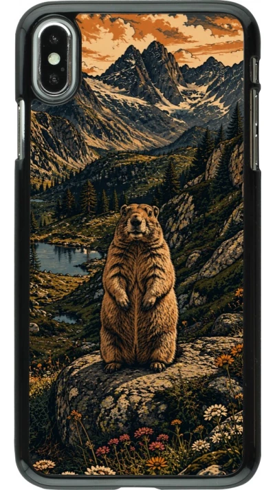 Coque iPhone Xs Max - Linocut Marmotte