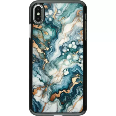 iPhone Xs Max Case Hülle - Grüner Blauer Goldener Marmor