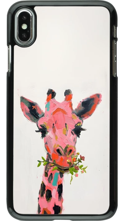 Coque iPhone Xs Max - Pink Girafe Paint