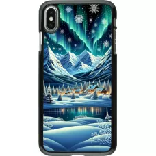iPhone Xs Max Case Hülle - Verschneites Bergdorf am See in der Nacht