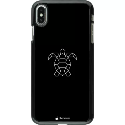 Hülle iPhone Xs Max - Turtles lines on black