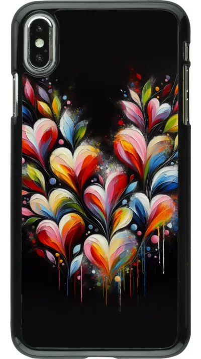 Coque iPhone Xs Max - Valentine 2024 Coeur Noir Abstrait