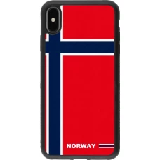 Coque iPhone Xs Max - Silicone rigide noir Maillot de football Norvège 2026 personnalisable