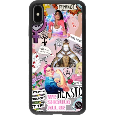 Hülle iPhone Xs Max - Silikon schwarz Girl Power Collage