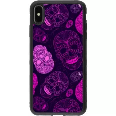 iPhone Xs Max Case Hülle - Silikon schwarz Halloween 2023 pink skulls