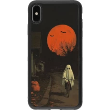 iPhone Xs Max Case Hülle - Silikon schwarz Halloween 2025 Ghost on a bicycle