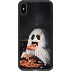 Coque iPhone Xs Max - Silicone rigide noir Halloween 2026 Ghost eating pizza