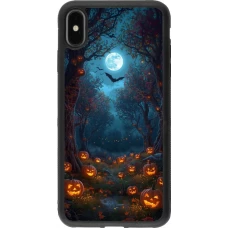 Coque iPhone Xs Max - Silicone rigide noir Halloween 2026 Road of Pumpkins