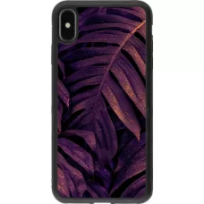 iPhone Xs Max Case Hülle - Silikon schwarz Purple Light Leaves
