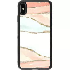 Coque iPhone Xs Max - Silicone rigide noir Shimmering Orange