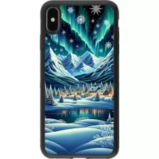iPhone Xs Max Case Hülle - Silikon schwarz Verschneites Bergdorf am See in der Nacht