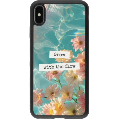 Coque iPhone Xs Max - Silicone rigide noir Summer 2025 Grow with the flow