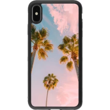 Coque iPhone Xs Max - Silicone rigide noir Summer 2025 Palmiers