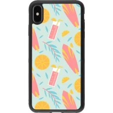 Coque iPhone Xs Max - Silicone rigide noir Summer 2025 Pattern citron