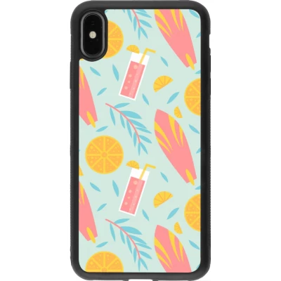 Coque iPhone Xs Max - Silicone rigide noir Summer 2025 Pattern citron