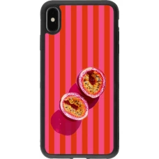 Coque iPhone Xs Max - Silicone rigide noir Passion fruit Summer 2026