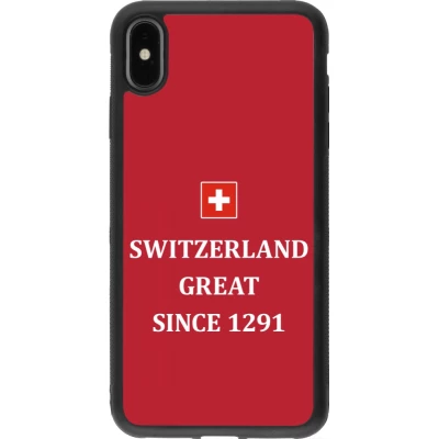 Coque iPhone Xs Max - Silicone rigide noir Switzerland Great Since 1291