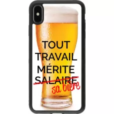 Coque iPhone Xs Max - Silicone rigide noir Tout travail mérite sa bière