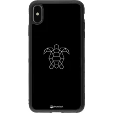 Coque iPhone Xs Max - Silicone rigide noir Turtles lines on black
