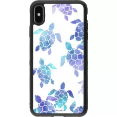 Coque iPhone Xs Max - Silicone rigide noir Turtles pattern watercolor