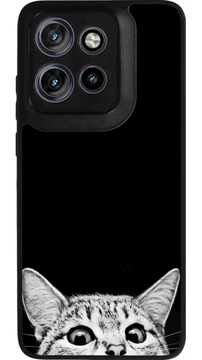 Coque Motorola Moto S50 - Silicone rigide noir Cat Looking Up Black