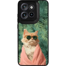 Motorola Moto S50 Case Hülle - Silikon schwarz Cat Summer Palms