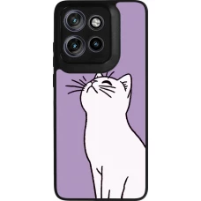 Motorola Moto S50 Case Hülle - Silikon schwarz Chat auf lila Hintergrund