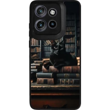 Motorola Moto S50 Case Hülle - Silikon schwarz Katze Bücher dunkel