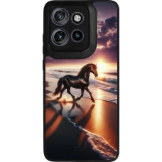 Coque Motorola Moto S50 - Silicone rigide noir Cheval majestueux plage