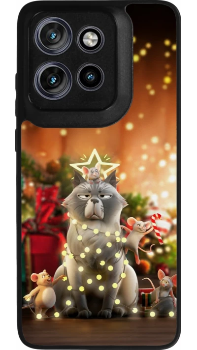 Coque Motorola Moto S50 - Silicone rigide noir Christmas 25 Xmas Cat