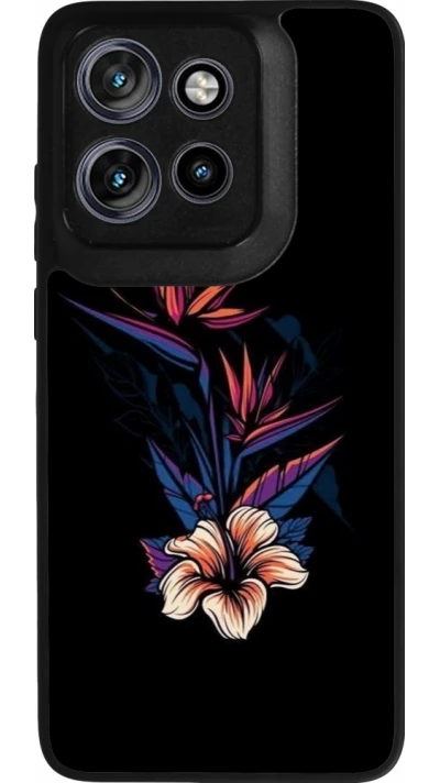Coque Motorola Moto S50 - Silicone rigide noir Dark Flowers