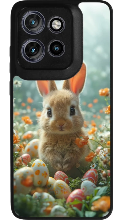 Coque Motorola Moto S50 - Silicone rigide noir Easter 2026 Rabbit in the garden