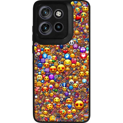 Coque Motorola Moto S50 - Silicone rigide noir Emoji mixed
