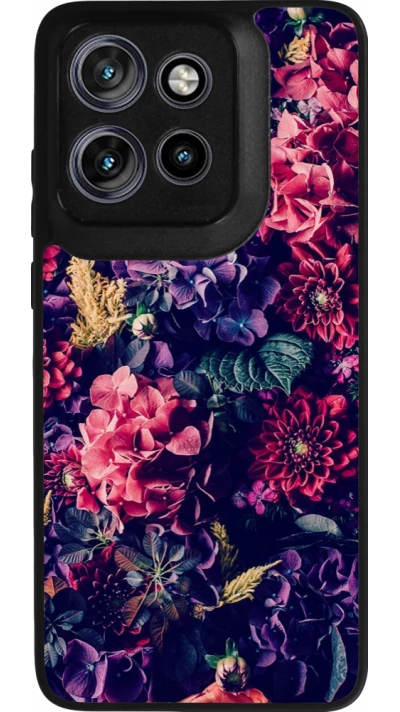 Coque Motorola Moto S50 - Silicone rigide noir Flowers Dark