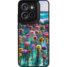 Coque Motorola Moto S50 - Silicone rigide noir Flower sea waves