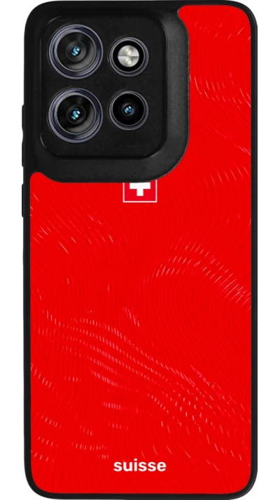Coque Motorola Moto S50 - Silicone rigide noir Maillot de football Suisse 2026 personnalisable