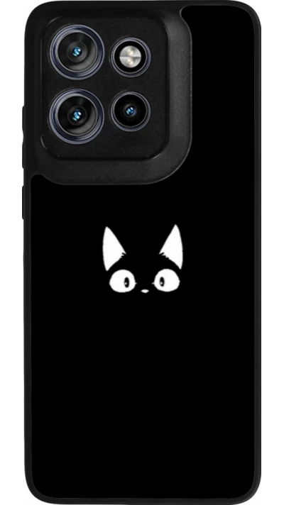 Coque Motorola Moto S50 - Silicone rigide noir Funny cat on black
