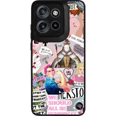 Coque Motorola Moto S50 - Silicone rigide noir Girl Power Collage