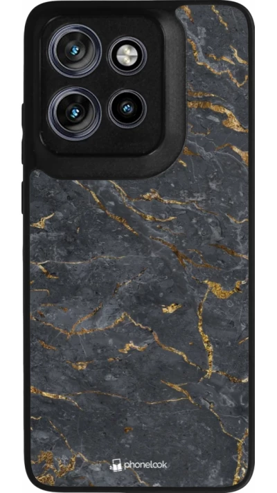 Coque Motorola Moto S50 - Silicone rigide noir Grey Gold Marble