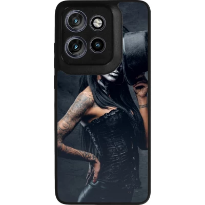 Coque Motorola Moto S50 - Silicone rigide noir Halloween 22 Tattooed Girl