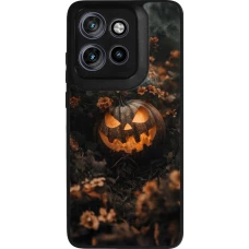 Motorola Moto S50 Case Hülle - Silikon schwarz Halloween 2025 Pumpkin with flowers