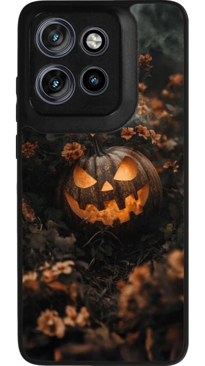 Coque Motorola Moto S50 - Silicone rigide noir Halloween 2025 Pumpkin with flowers