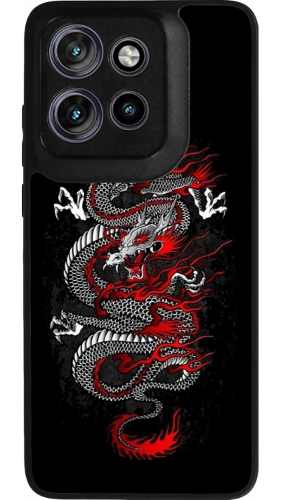 Coque Motorola Moto S50 - Silicone rigide noir Japanese style Dragon Tattoo Red Black