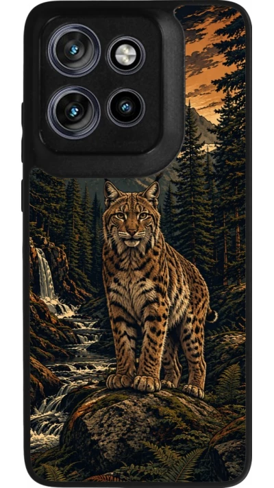 Motorola Moto S50 Case Hülle - Silikon schwarz Linocut Luchs