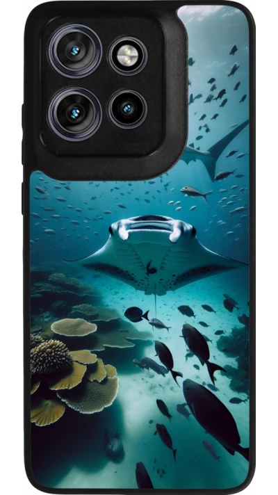 Coque Motorola Moto S50 - Silicone rigide noir Manta Lagon Nettoyage