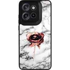 Coque Motorola Moto S50 - Silicone rigide noir Marble Rose Gold