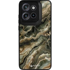 Coque Motorola Moto S50 - Silicone rigide noir Marbre Olive