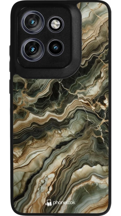 Coque Motorola Moto S50 - Silicone rigide noir Marbre Olive